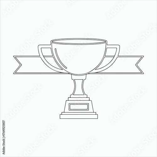 A trophy with ribbon, representing achievement, victory, and success, a symbol of winning and recognition