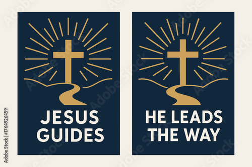 Divine Guidance Banners. Divine Guidance. Two vertical A6 banners with safe margins, centered composition, no elements touching edges, flat vector design, navy