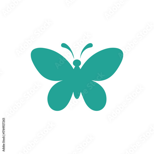 A butterfly silhouette style flat and minimal vector icon design illustration on a white background.
