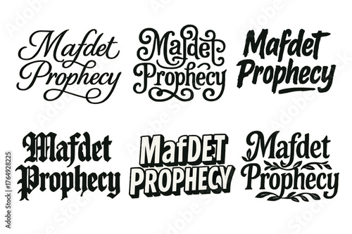 Mafdet Lettering Variations. Mafdet Prophecy. Set lettering. harmonious lettering variations of the same emblematic concept, each with different artistic