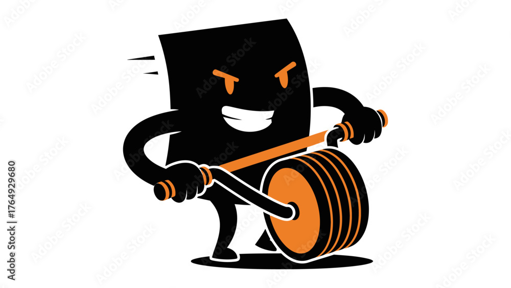 Obraz premium Powerlifting Paper: This illustration depicts a determined paper character powerfully lifting a weight, embodying strength, perseverance, and the spirit of conquering challenges.