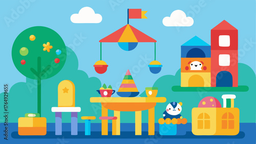 A childrens play area with colorful toys and games making it a familyfriendly dining option.