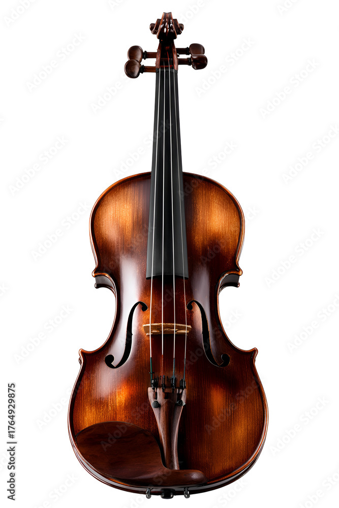 Fototapeta premium Close up of a beautiful antique wooden violin on a black background