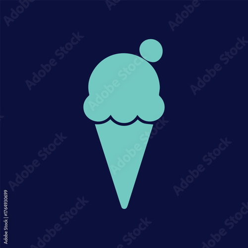 Minimal Vector Ice Cream Silhouette Logo Design Icon – Modern Dessert Emblem for Food, Cafe, Bakery, Ice Cream Shop, Summer Treats