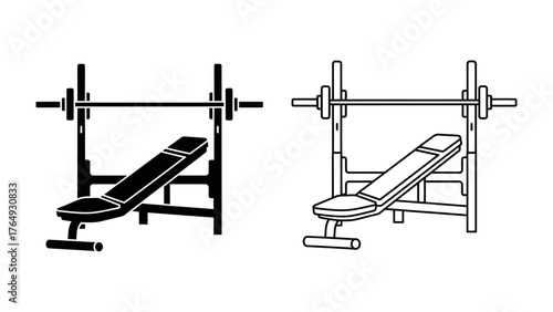 Weight Bench Illustration: A minimalist illustration of a weight bench, highlighting the equipment used for strength training and fitness.