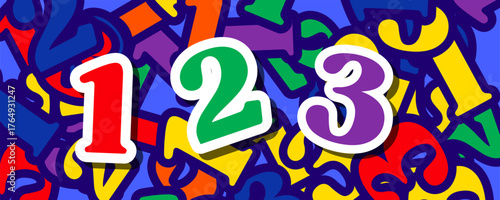 Pop Art Number 1 2 3 Colorful Abstract Pattern Background