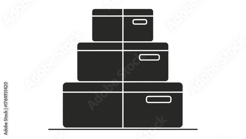 Organized Storage Solution: A stack of three matching boxes, offering a streamlined storage solution for keeping items neatly arranged.