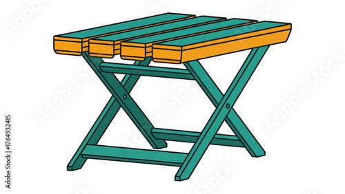 Folding wooden stool: A simple yet functional folding wooden stool. Perfect for indoor or outdoor usage. Crafted from wood.