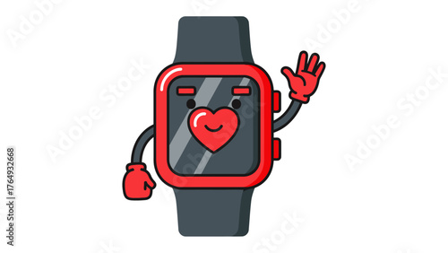 Smartwatch with a Heart: A modern smartwatch with a cheerful heart-shaped display, showcasing its fitness-tracking capabilities. It waves, promising a seamless blend of technology and wellness. 