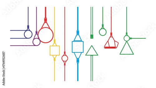 Abstract Composition of Shapes and Lines: An intricate array of colorful shapes and lines creates a visually engaging composition, forming an abstract representation.