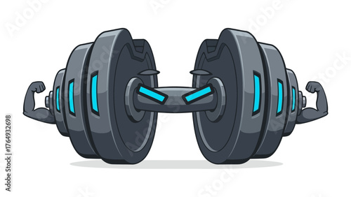 Modern Dumbbell: A sleek, digitally enhanced dumbbell, embodying strength and fitness, perfect for modern workouts.