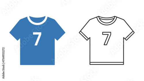 Team Jersey: A blue and white team jersey, with the number seven. A symbol of sportsmanship and the competitive spirit, ideal for conveying concepts of teamwork, physical activity and dedication.