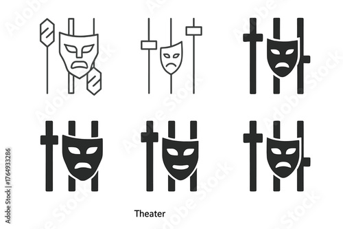 Theater Sound Logo Variations. Theater sound design. Set Logo of Theater sound design: Fader slider. harmonious logo variations of the same emblematic concept,