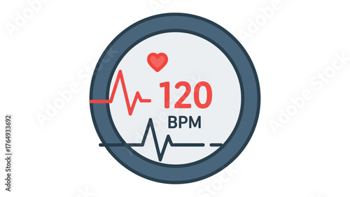 Vital Rhythm: The image captures a medical device with a digital display showing a heartbeat measuring 120 beats per minute, along with the symbol of a heartbeat