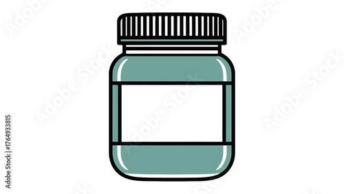 Medical Bottle with Blank Label: A detailed illustration of a medical bottle with a blank label, perfect for showcasing your product, concept, or branding.