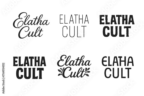 Harmonious Lettering Variations. Elatha Cult. Set lettering. harmonious lettering variations of the same emblematic concept, each with different artistic