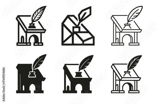 Christian Monastery Logos. The history and significance of Christian monasteries. Set Logo of The history and significance of Christian monasteries: