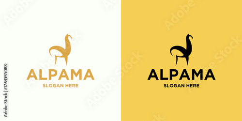 Alpama Logo Design with Stylized Alpaca and Branding Variations