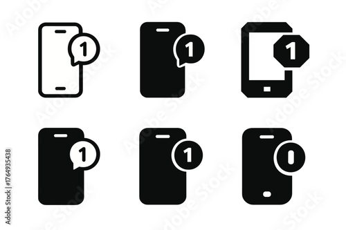 Harmonious Logo Variations. Checking social media one last time. Set Logo of Checking social media one last time: a smartphone with a glowing notification