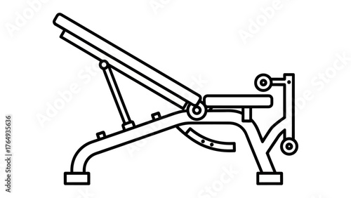 Gym Bench Blueprint: An outline of an adjustable gym bench, a staple in any workout space for diverse exercises.