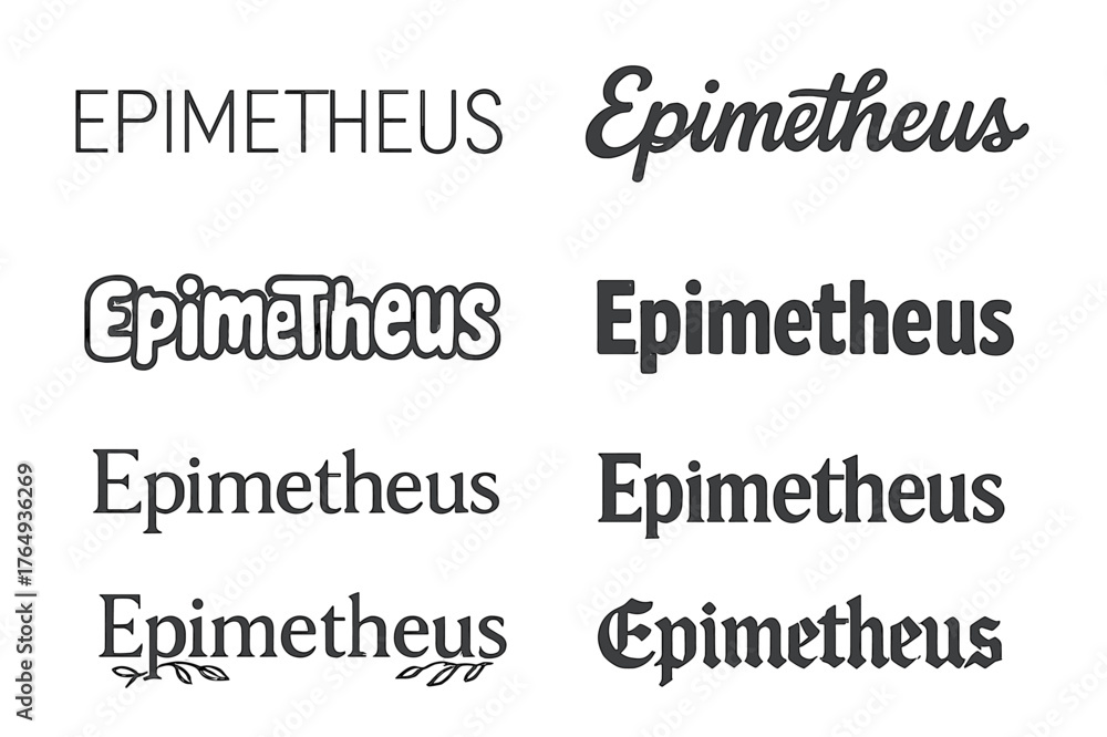 Obraz premium Creative Lettering Grid. Brother of Prometheus. Set lettering. harmonious lettering variations of the same emblematic concept (Modern minimal