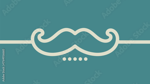 A minimalist mustache design with five dots below it on a teal colored background illustration 100