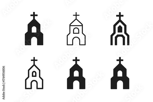 Monastery Logo Variations. The history and significance of Christian monasteries. Set Logo of The history and significance of Christian monasteries: