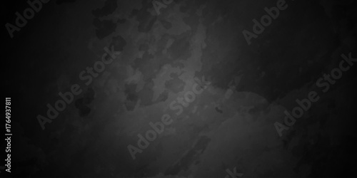 Distressed rough black cracked wall slate texture wall grunge backdrop smoke background. Stone concrete texture anthracite panorama. Old vintage charcoal night dark black stucco design. 