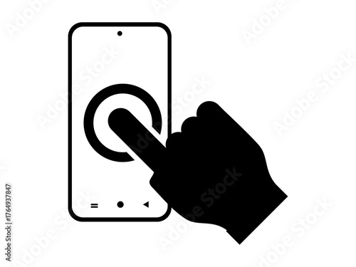 Hand Touch Smartphone Icon Vector Illustration, Finger Cursor on Touch Screen for App, Web, and Business Design