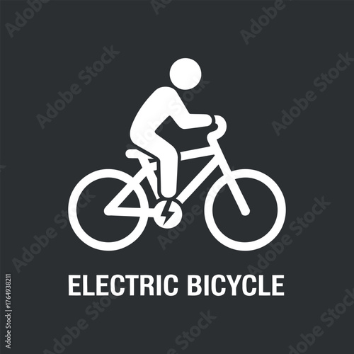 Electric Bicycle Symbol on Dark Background for Sustainable Transport and Energy Efficiency