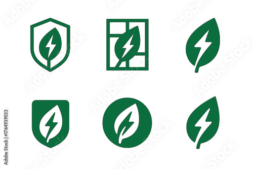 Kitchen Logo Variations. Replacing kitchen appliances (oven, fridge). Set Logo of kitchen energy efficiency label: harmonious logo variations of the same