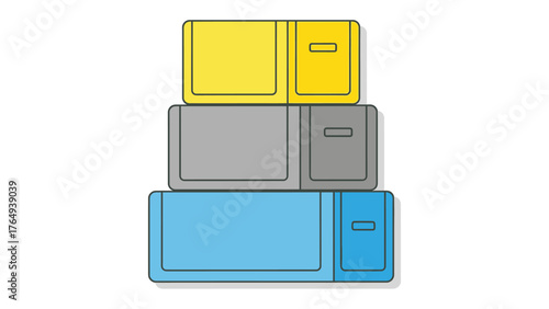 Stack of Colorful Containers: A stack of three containers, each a different pastel hue, offers a sleek, modern, and minimalist design, ideal for storage or organization.