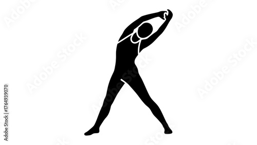 Movement silhouette of a yoga practitioner: A silhouette of a graceful yogi in a serene pose, demonstrating balance and flexibility within a minimalist black and white composition. 