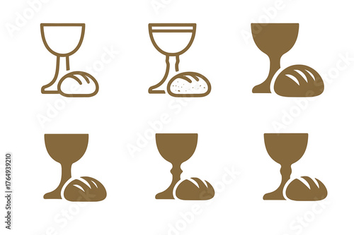 Monastery Emblem Variations. The history and significance of Christian monasteries. Set Logo of The history and significance of Christian monasteries: a bread