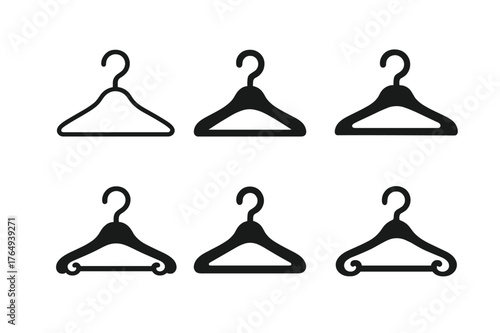 Vintage Clothing Logos. Vintage and second-hand clothing. Set Logo of Vintage and second-hand clothing: Classic hanger. harmonious logo variations of the same