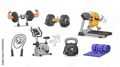 Animated Fitness Frenzy: A lively collection of animated gym equipment embodies the energy of a dynamic workout routine. Witness dumbbells flex, treadmills sprint.