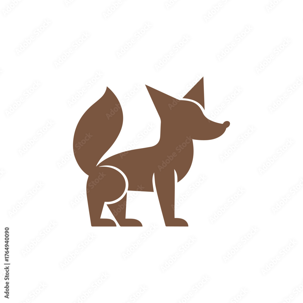 Obraz premium Minimal Vector Fox Silhouette Logo Design Icon – Elegant Wild Animal Emblem for Nature, Outdoor, Fashion, Technology, and Creative Brand Identity