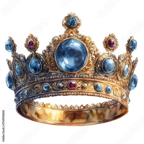 Kingas Crown, watercolor illustration vector, isolated on a white background.