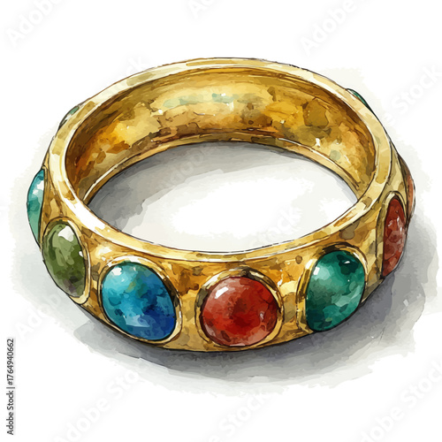 Kada Bangle, watercolor vector, isolated on a white background.