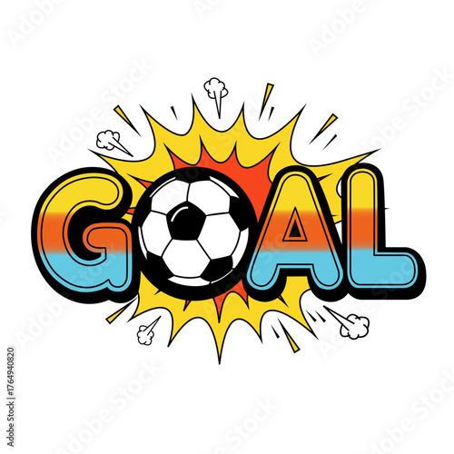 Wallpaper Mural Pop art style 'GOAL' text with a soccer ball replacing the 'O' on an explosion background, celebrating a sports achievement. Torontodigital.ca