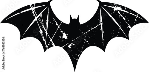 Grunge Bat Silhouette Gothic Horror Dark Art Illustration