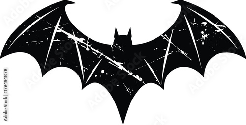 Grunge Bat Silhouette Logo Dark Gothic Winged Emblem