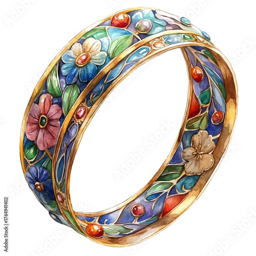 Kada Bangle, watercolor clipart vector, isolated on a white background.