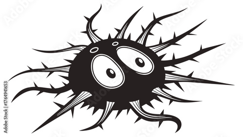 Cartoon Germ Illustration Spiky Virus Character Microbe Art