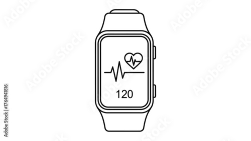 Health Tracking: Modern Fitness Watch Displaying Vital Heart Rate Data, Embodying Wellness, Exercise, and Technological Innovation.