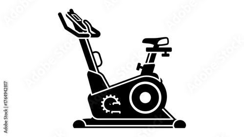 Stationary Bike Silhouette: A sleek, modern stationary bike, a symbol of fitness and healthy living, stands ready for exercise, with its clean lines, gear and ergonomic design. 