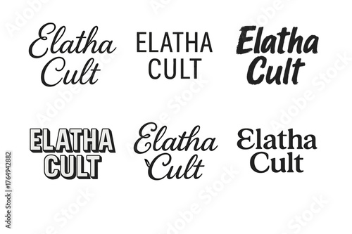 Harmonious Lettering Variations. Elatha Cult. Set lettering. harmonious lettering variations of the same emblematic concept, each with different artistic