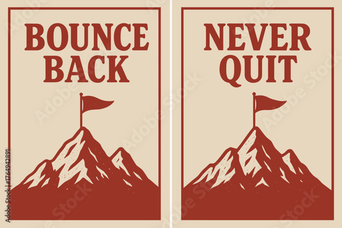 Banner Resilience Message. Resilience. Two vertical A6 banners with safe margins, centered composition, no elements touching edges, retro, red and beige,