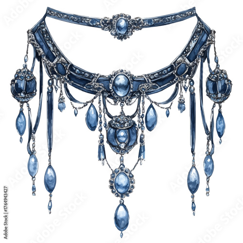 watercolor of Jeweled Harness, vector, isolated on a white background.