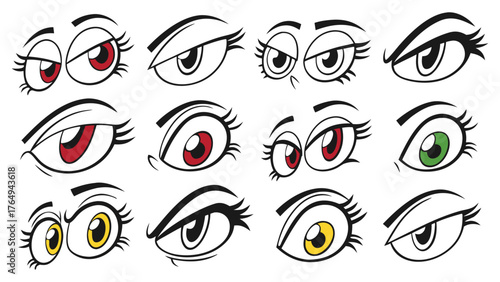 Cartoon Eyes Expressions Illustration Set Character Design Variations